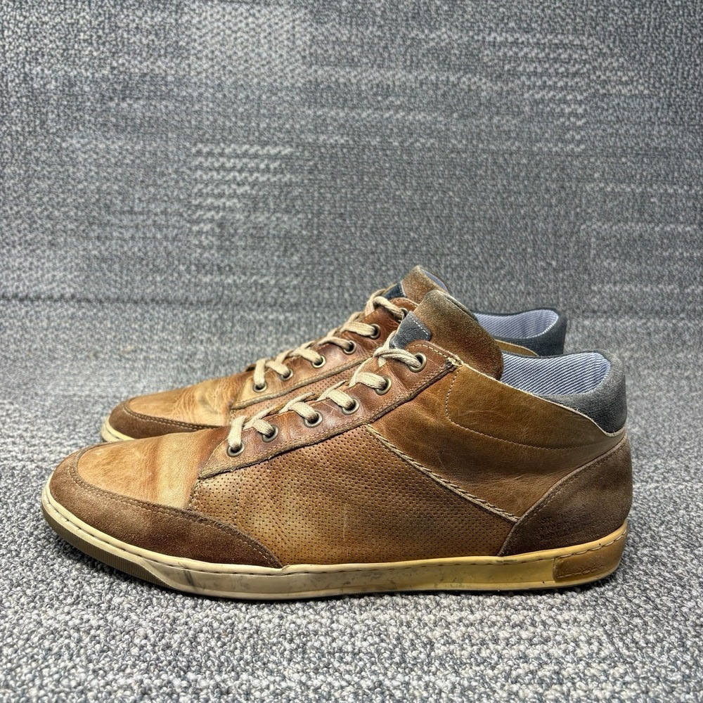 Bullboxer Laytone Men's 11 Brown Leather Mid Top Sneakers Distressed EU 44